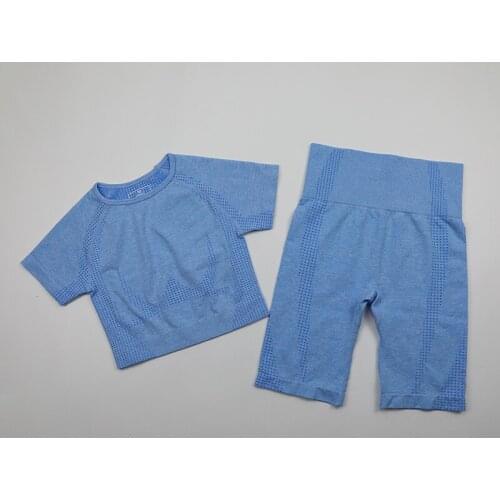 Womens Yoga 2 Piece Set Outfits Workout Running Athletic Seamless High Waist Sports Shorts Sets