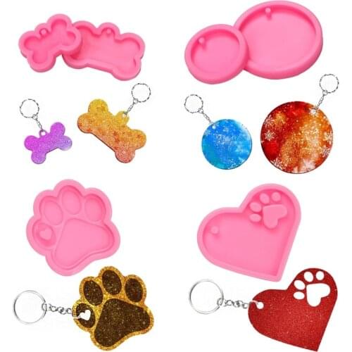 Cat Paw Dog Tag Bone Silicone Casting Epoxy Molds for DIY Pendant Keychain Handmade Crafts Making Tools Crystal Epoxy Resin Mold