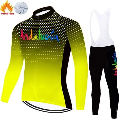 Andalucia Winter Thermal Fleece Equipo Equipamento Maglia Uomo Conjunto Ropa Masculino Maillot Ciclismo Uniforme Ciclismo Hombre