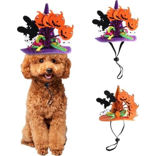Pet Pumpkin Hat Christmas Costume with Bells for Holiday Party Halloween