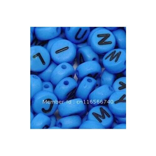 2000pcs/lot Mixed Alphabet /Letter Acrylic Spacer Beads 7mm Free Shpping