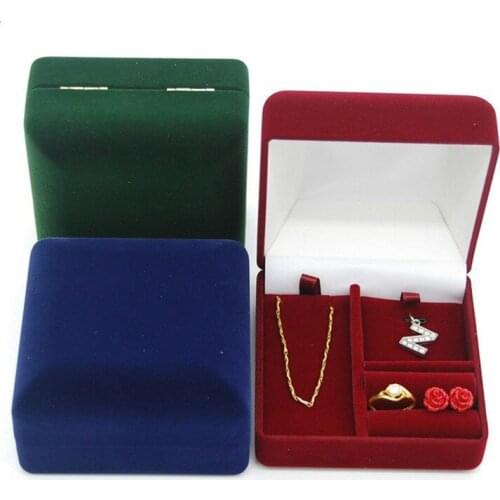 9*9*5.4cm Red/green/blue Velvet Multifunctional Jewlery Box Ring Pendant Necklace Display Holder Jewelry Organizer Storage Box