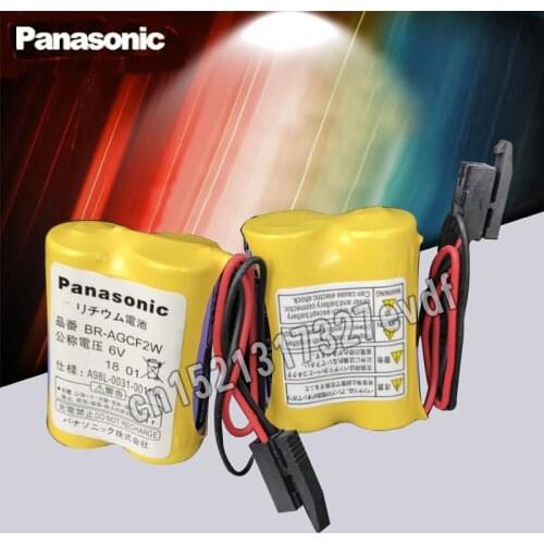 Panasonic 2pcs/lot BR-AGCF2W Lithium 6V 2200mAh PLC battery A98L-0031-0011 A06B-6093-K00 batteries with black plugs connectors F