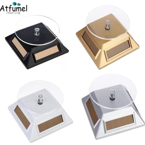 Automatic Solar Battery Dual Use Rotating Jewelry Showcase Stand 360 Turntable Necklace Bracelet Watch Jewelry Display Holder