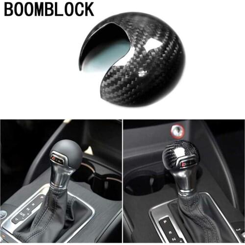 Car gear shift lever head knob cover carbon fiber sticker LHD RHD accessories center console Auto For Audi A3 S3 8V 2013-2019