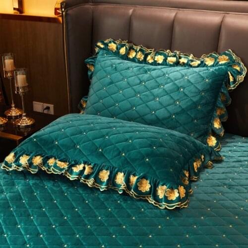 Velvet Embroidery Pillow Cases for Bed 2pcs Set Sleeping Rectangle Home Decor Pillow Covers Luxury Winter Warm Soft 48*74cm