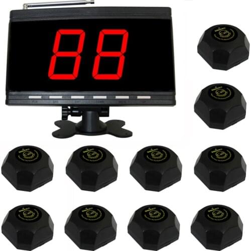 SINGCALL Wireless Waiter Calling System for Cinema,10pcs APE560 Hamburger Pagers and 1pc APE9000 Black Display Panel Receiver