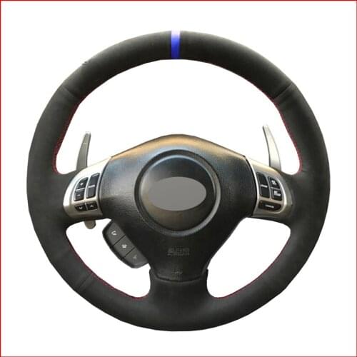 Black Suede Hand Sew Steering Wheel Cover for Subaru Forester 2008-2012 Impreza 2007-2014 Legacy Outback 2006-2009 Exiga 2