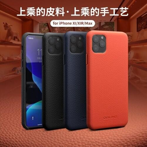 Handmade Genuine Leather Case For iPhone 11 Pro Max Case Litchi skin Pattern Phone Cover Case For iPhone 11 Pro Max Black Cover