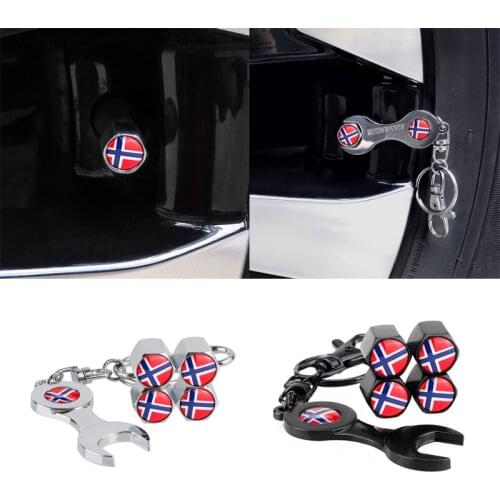 For Smart Fortwo 450 Bmw Alpina Honda Type R Citroen Ds4 Volvo V60 Fiat Uno Corvette Norway Flag Wheel Valve Caps Tire Styling