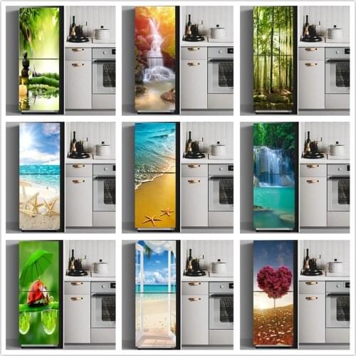 Home Decor Cover Plant Sea Vinyl Decal Poster 3D Creative Fridge Door Stickers Print Art Picture Waterproof Paste For Kids Room
