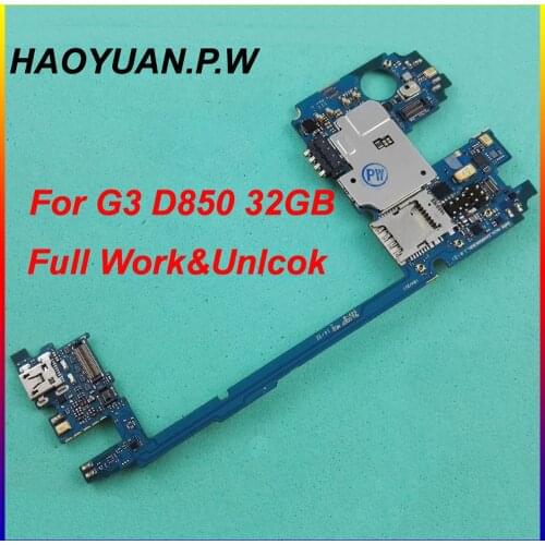 HAOYUAN.P.W Full Work Original Unlock Mainboard Motherboard flex Circuits Cable For LG G3 D850 32GB Android OS System