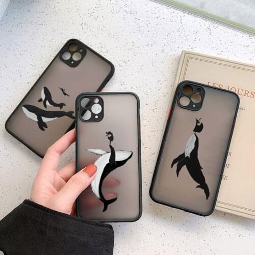 Whale and Dancing Girl Camera Protection Phone Cases For iPhone XR XS Max X 11 12 Pro Max 8 7 6S Plus SE 2 Shockproof Back Cover