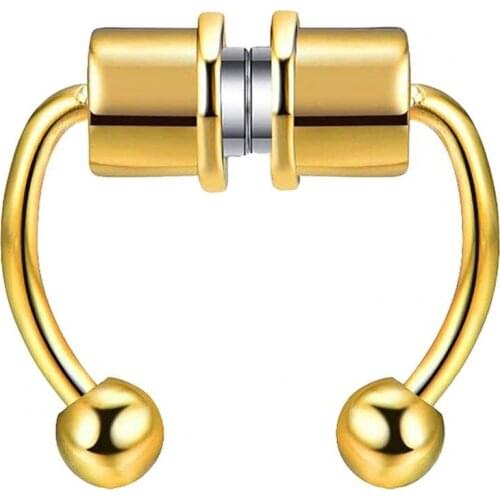 Nose Ring Reusable Non Piercing Alloy Fake Magnetic Horseshoe Nose Ring for Party