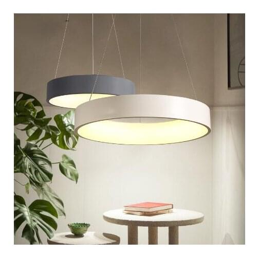 Round table round chandelier led simple fashion art dining room iron lamp Nordic ring office lighting fixture led lighting lamps