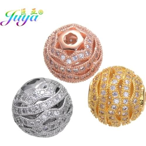 Juya DIY 10mm 12mm Ball Beads Wholesale Hollow Infinity Metal Beads Accessories For Natural Stones Beadwork Beads Jewelry Making