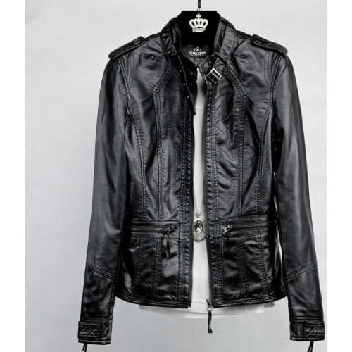 Womens Leather Jacket Spring Autumn Coat Female Korean Vintage Women Clothes 2020 Faux PU Leather Biker Jacket Short Tops D098