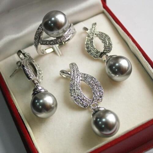 Hot! nice new jewelry silver plated 12mm tiger eye stone pendant, earring, , ring set