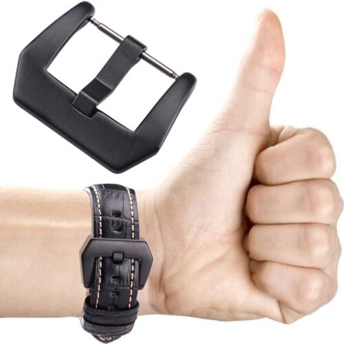 20 22 24mm Metal Watchband Clasp Silver Black High Quality Solid Stainless Steel Watch band Strap Belt Pin Buckle Accessories