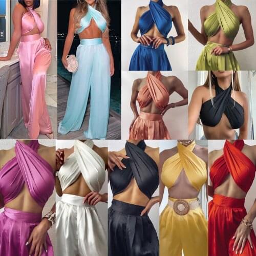 Fashion Solid Color Halter Vest Ladies Multi Wear Styles Backless Slim Chic Sexy Cross Bandage Exposed Navel Short Tank Tops