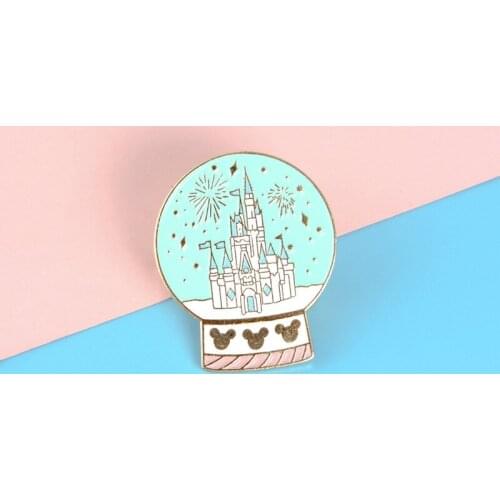 Cartoon Fun Christmas Crystal Ball Castle Fireworks Enamel Brooch Alloy Badge Denim Clothes Bag Pin Cute Sweet Woman Jewelry