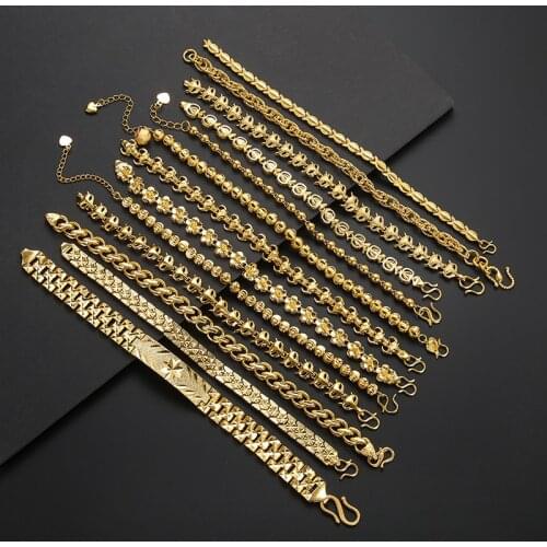 Multi-style Apple Fox Head Mens Bracelet Chain Polished Copper Gold Chain Bracelet For Unisex Cuban Link Bracelet&Bangle Jewelry