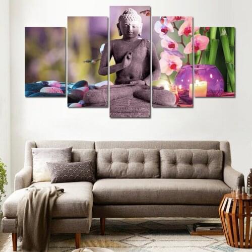 Full drill square/round 5d diy diamond painting 5 Pieces/Pcs Buddha Stone Bamboo Zen Flowers 3d embroidery cross stitch kits