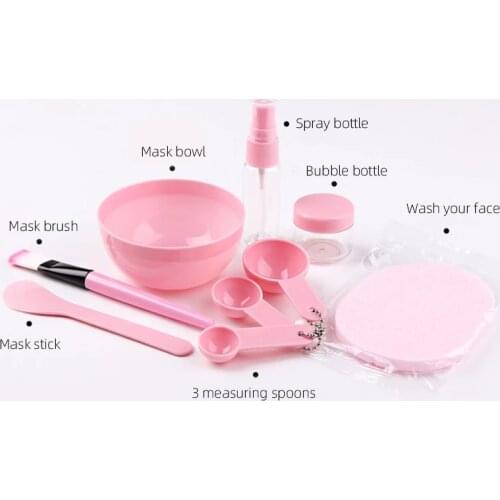 9PCS Homemade Makeup Set DIY Facial Bowl Brush Tools Professional Beauty Spoon Stick Bowl Cosmetic Set Facial Cleaning Tool