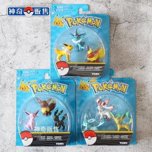 3pcs Set Takara Tomy Pokemon Eevee Family Figure Toys Model Collection Eevee Action Collection Toys for Children Birthday Gifts