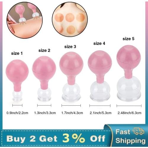 4/5Pcs/Set Vacuum Cupping Set Cups PVC Head Glass Anti Cellulite Body Massage Meridian Acupuncture Chinese Medical Therapy Jar