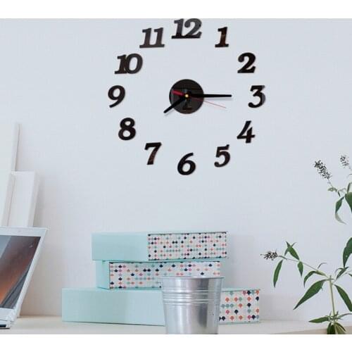 Wall Clocks Wall Sticker 3D DIY Roman Numbers Acrylic Mirror Clock Home Decor Mural Decals modern design mechanism kitchen Decor