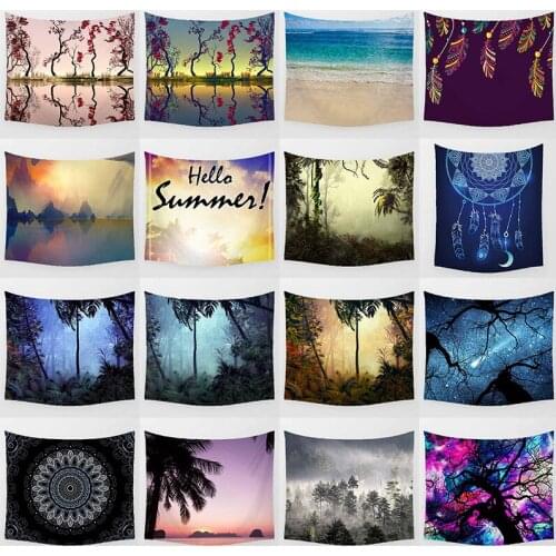 Hello summer beauty blue sea lake mandalay different forest background wall art tapestry rectangle bedroom wall hanging tapestry