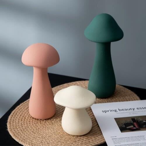 Nordic Ceramic Mushroom Ornaments Morandi Decoration For Home Office Room Decoration Room Matte Handcrafted Ceramics Figurines