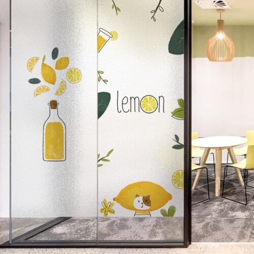 New Frosted Window Film Privacy Glass Sticker Lemon Fruit Vinyl Window Stickers Bathroom Opaque Shower Door Static Film
