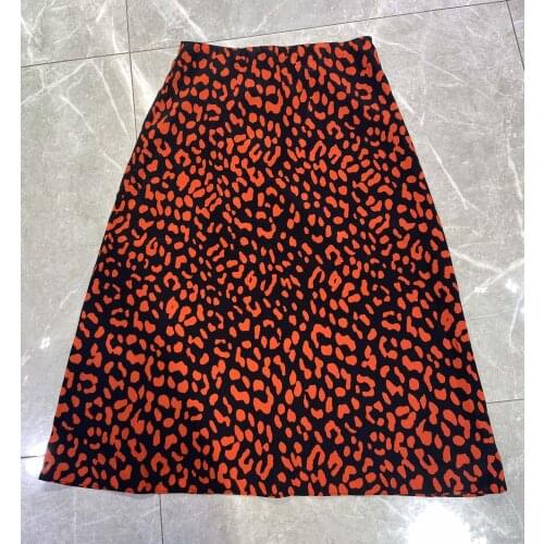 New ladies fashion 2021 sexy red leopard print silk skirt 0305