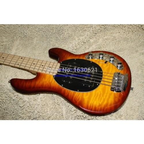 2019 New + Factory + quilted maple top mahogany body musicman bass sunburst two pickups music man bass guitar deluxe bass
