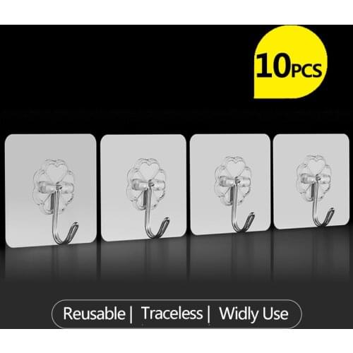 ORZ 10 PCS Kitchen Organizer Hooks Wall Key Holder Magnetic Hook Transparent Wall Hangers Bathroom Office Organizer