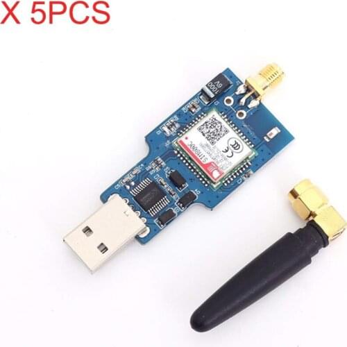 5Pcs SIM800C USB to GSM Serial GPRS Module Board with Antenna, On-board CH340T chip,Built in GSM/Bluetooth-compatible Antenna