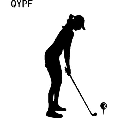 QYPF 9.5*15.7CM Coolest Woman golf Decor Vinyl Car Modelling Sticker Silhouette Extreme Movement C16-1464