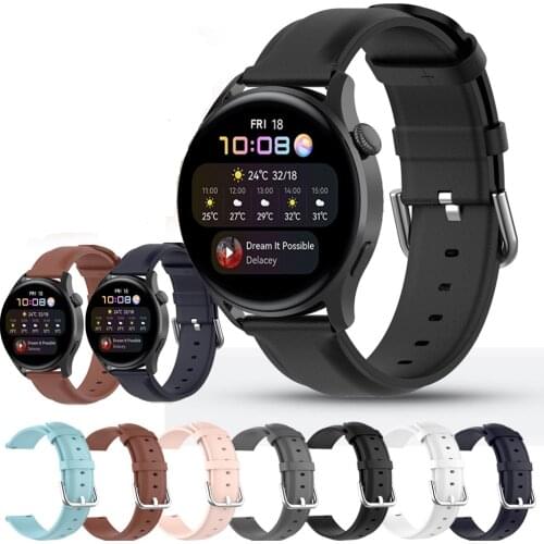 22mm Genuine Leather Watchband For Huawei Watch 3 Strap Business Replace Wristband For Huawei Watch 3 Pro Bracelet Accessories