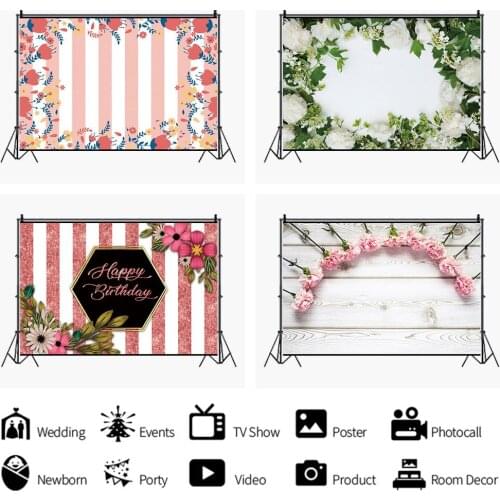 Romantic Rose Wedding Portrait Photography Backdrop Carnation Flower Stripes Kid Birthday Decor Photo Background Studio Prop