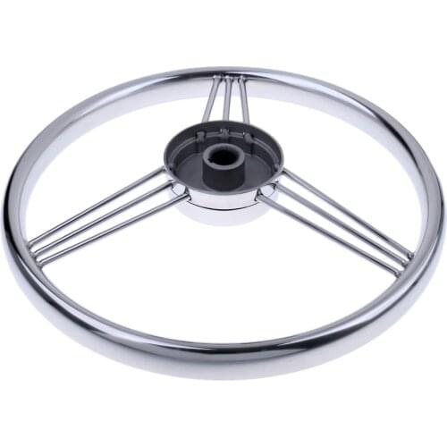 Stainless Steel 13" Steering Wheel with Knob 3 Spoke for Boat Marine Yacht