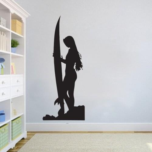Surfing Girl Surf Wall Decals Surfer Boy Vinyl Sticker Surfing Sports Surfboard Art Murals Poster Waterproof 2256