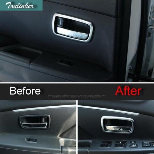 Tonlinker 4 PCS Car NEW ABS Chrome Three Style Inner Door Handle Light Box Cover Case Stickers for Mitsubishi ASX 2013-15