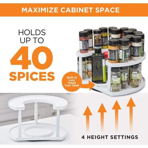 U-shaped Double-layer Rotating Seasoning Rack. Storage Rack for Kitchen Supplies And Sauces Kitchen Storage Box Saves Space