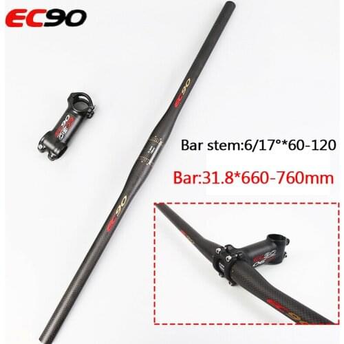 EC90 Bike Handlebar 31.8mm Carbon HandleBar MTB Bar Flat/Riser 660-760mm Bar Stem 90mm Cycling Bicycle Accessories