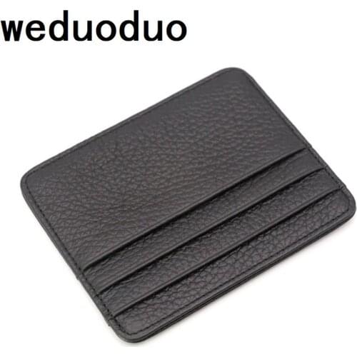 Weduoduo Brand Card Holder Super Thin Genuine Leather Credit Card Holders Mini Men Card Organizer Cases For Business Usage