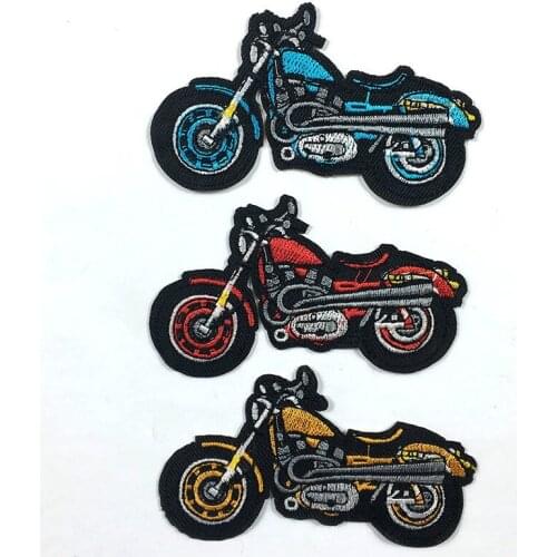 Yellow Red Blue Motorcycle Patch Embroidery Iron on Cool Punk Biker Locomotive Sticker for Jacket Jeans Bag Clothes Accessories