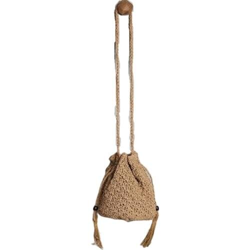 Women Fashion Weave Shoulder Bag Summer Beach Vacation Crossbody Bucket Bags Vintage Handbag Purse