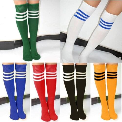 Women Men Unisex Athletic Sports Socks Football Running Stripe Print Knee High Tube Stockings 2021 New Fashion Crew Socks